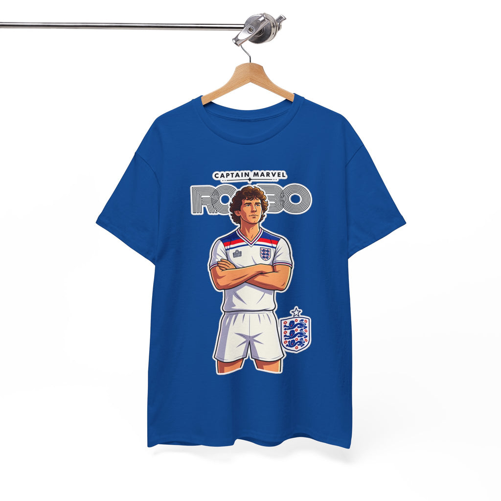 Bryan Robson Retro England Football Cotton T-Shirt / Tee — "Captain Marvel" Soccer Player Graphic
