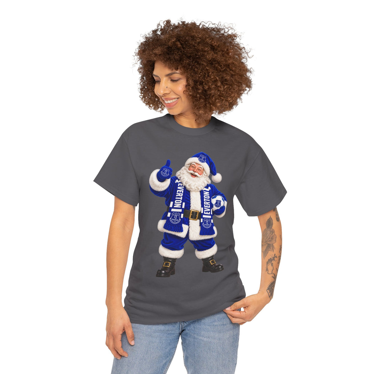 Everton Santa Scarf Christmas Tee - Holiday Vintage Santa T-Shirt