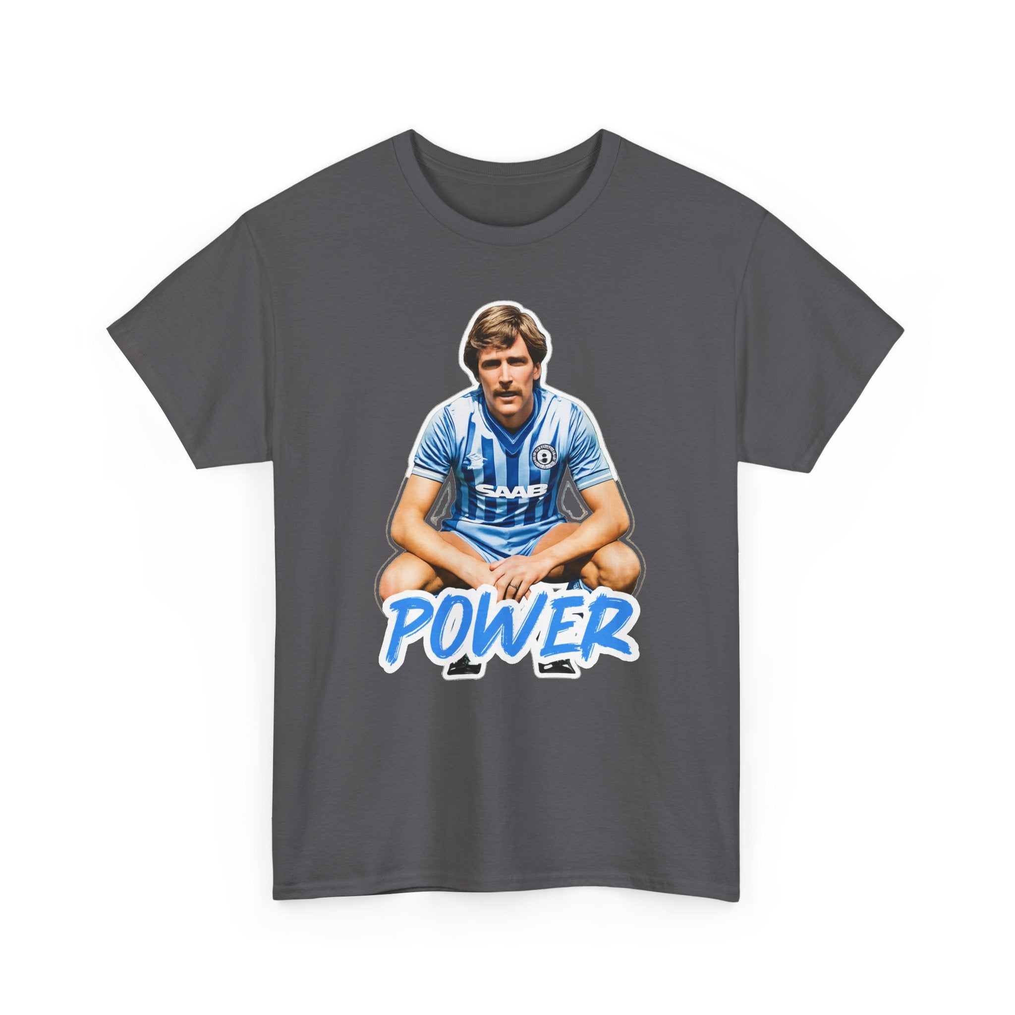Paul Power Manchester City Legend Player Graphic Tee — Retro Football Jersey Design