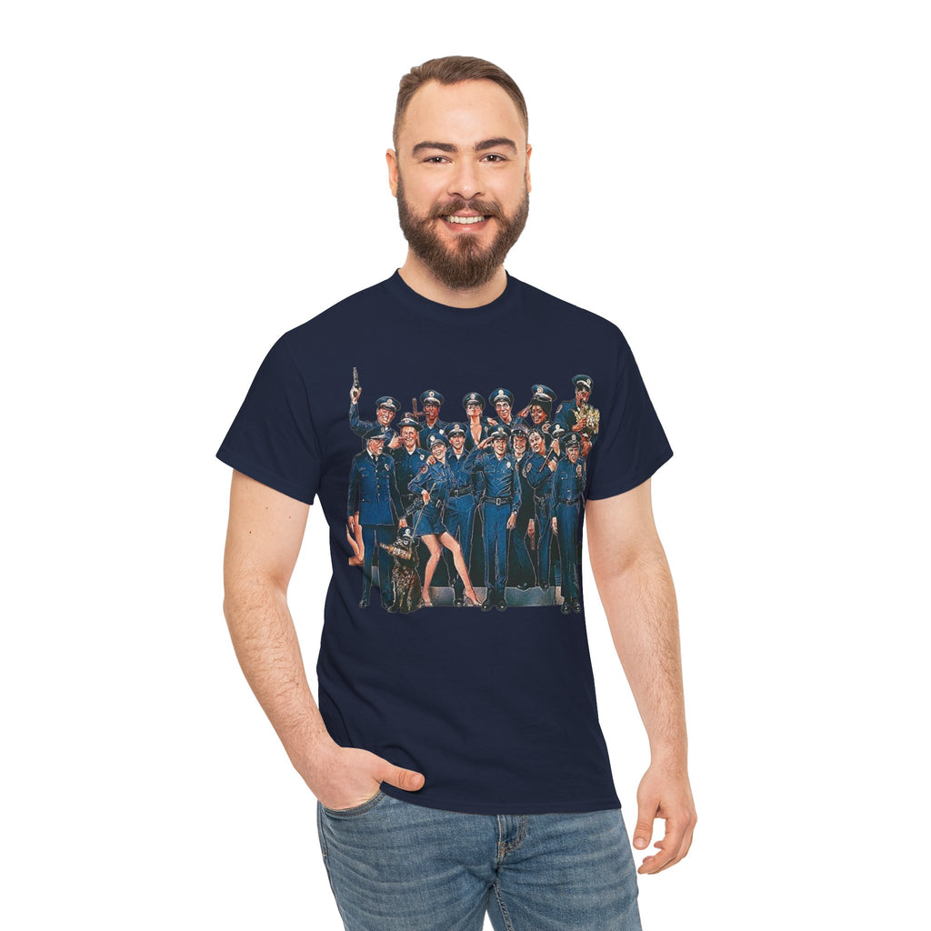 Police Academy Movie Inspired Cotton T‑Shirt — Retro Squad Photo Tee