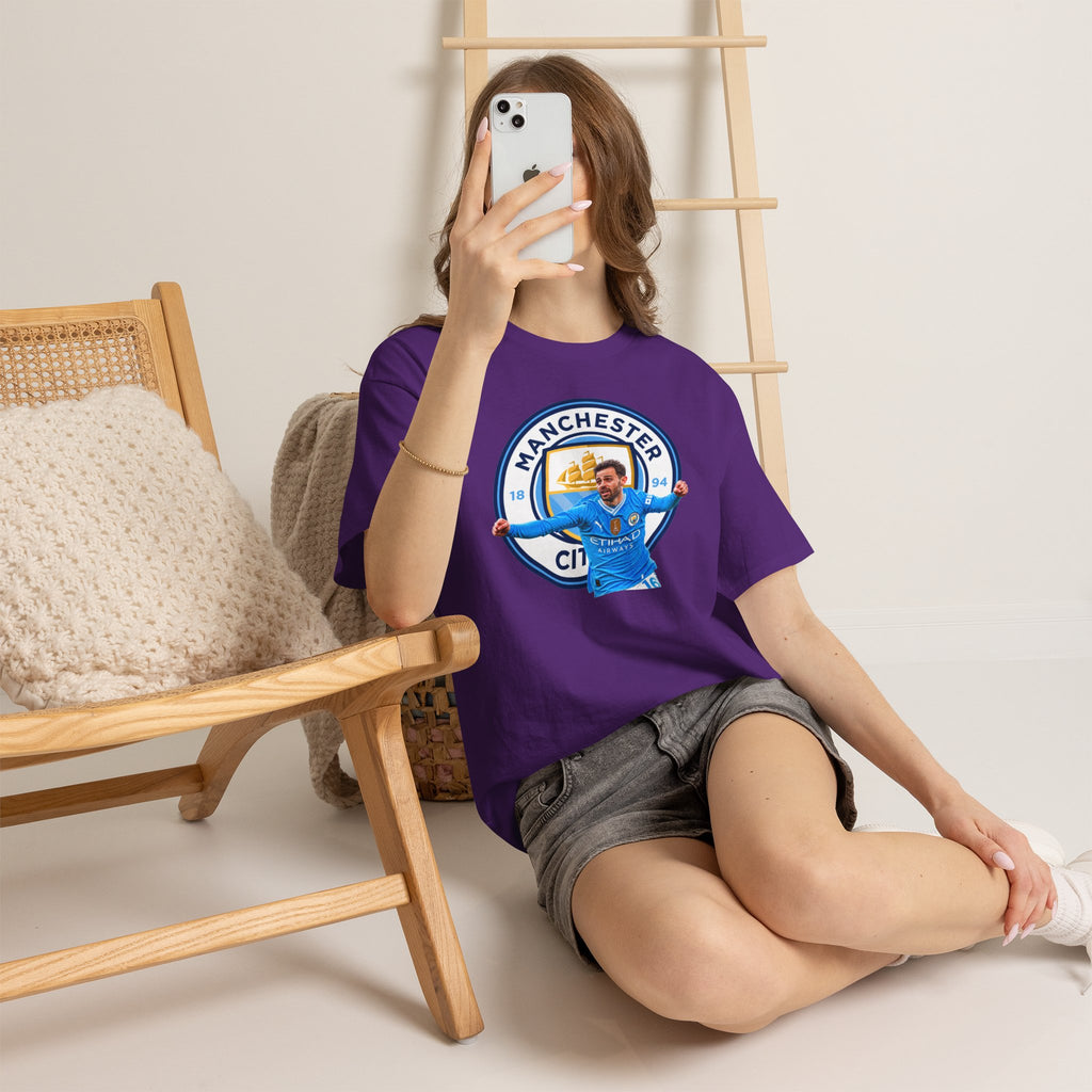 Bernardo SIlva Manchester City legend Cotton T‑Shirt — Blue Crest Football Tee