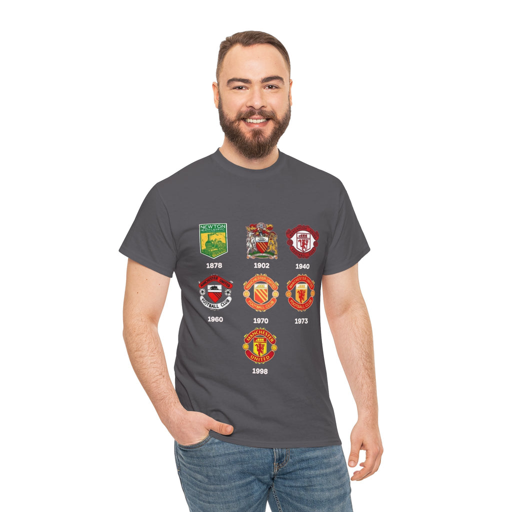 Manchester United Crest Evolution T-Shirt — Vintage Club Logo Timeline Tee