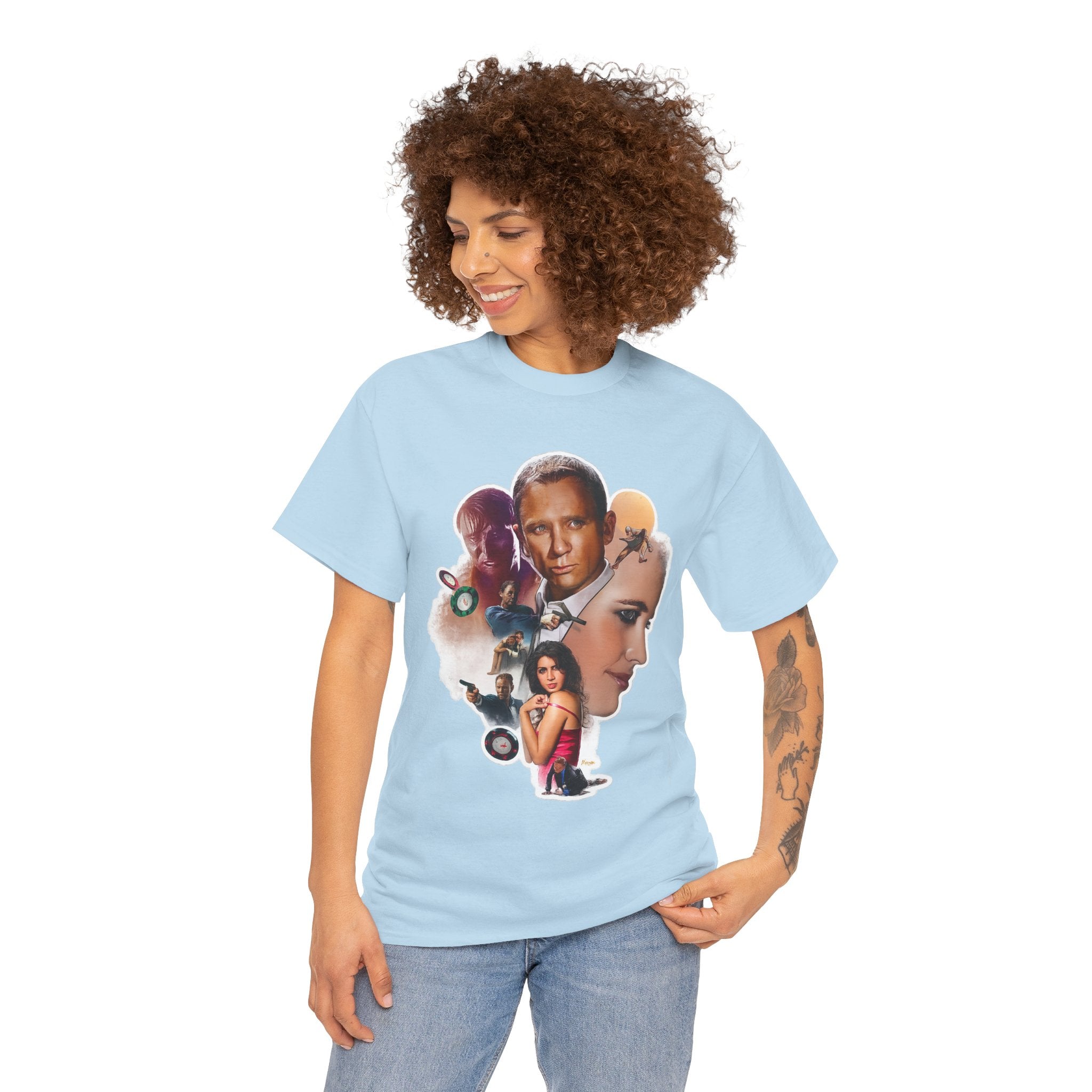 Jame Bond Movie Collage T‑Shirt — Vintage Film Noir Portrait Tee