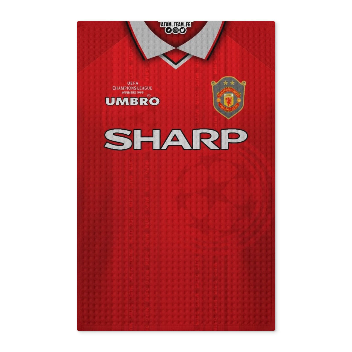 Manchester United 1999 Retro Red Soccer Jersey Tea Towel