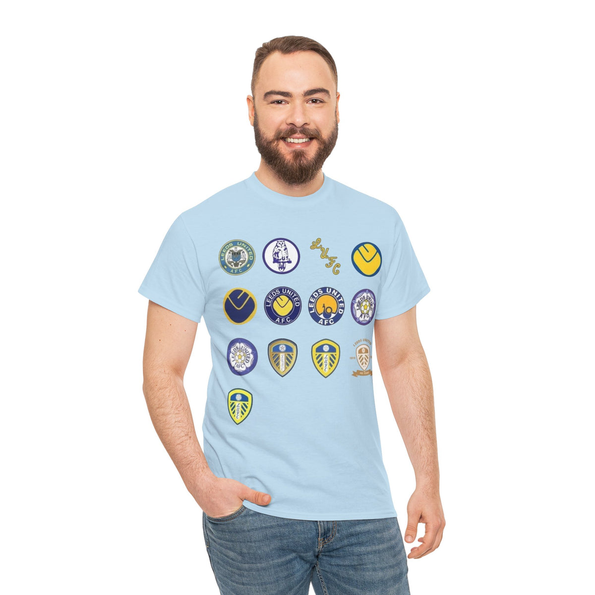 Leeds United Retro Crest Cotton T-Shirt — Vintage Football Club Emblem Tee