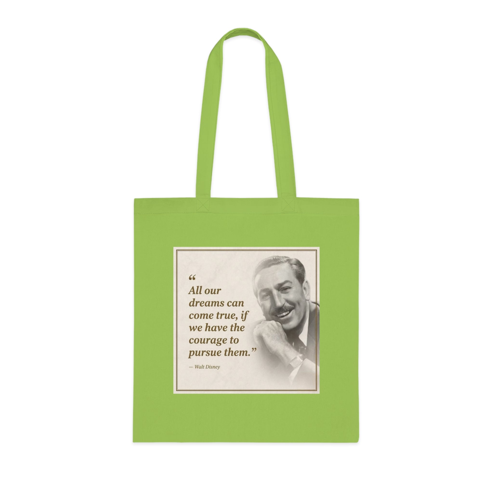 Walt Disney Quote Cotton Tote — "All our dreams can come true" Inspirational Canvas Bag