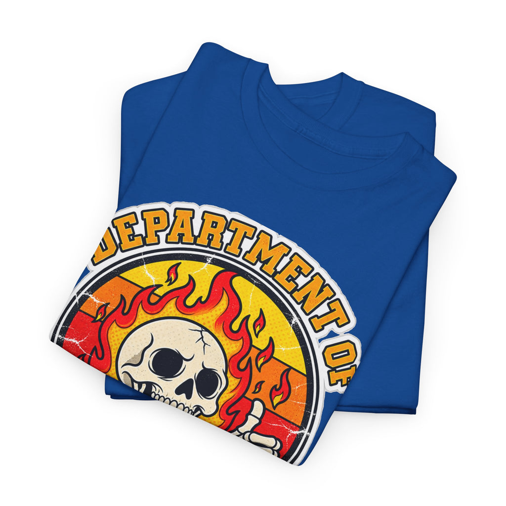 Department of Bad Decisions Skull T-Shirt — Retro Flaming Thumbs-Up Graphic Tee