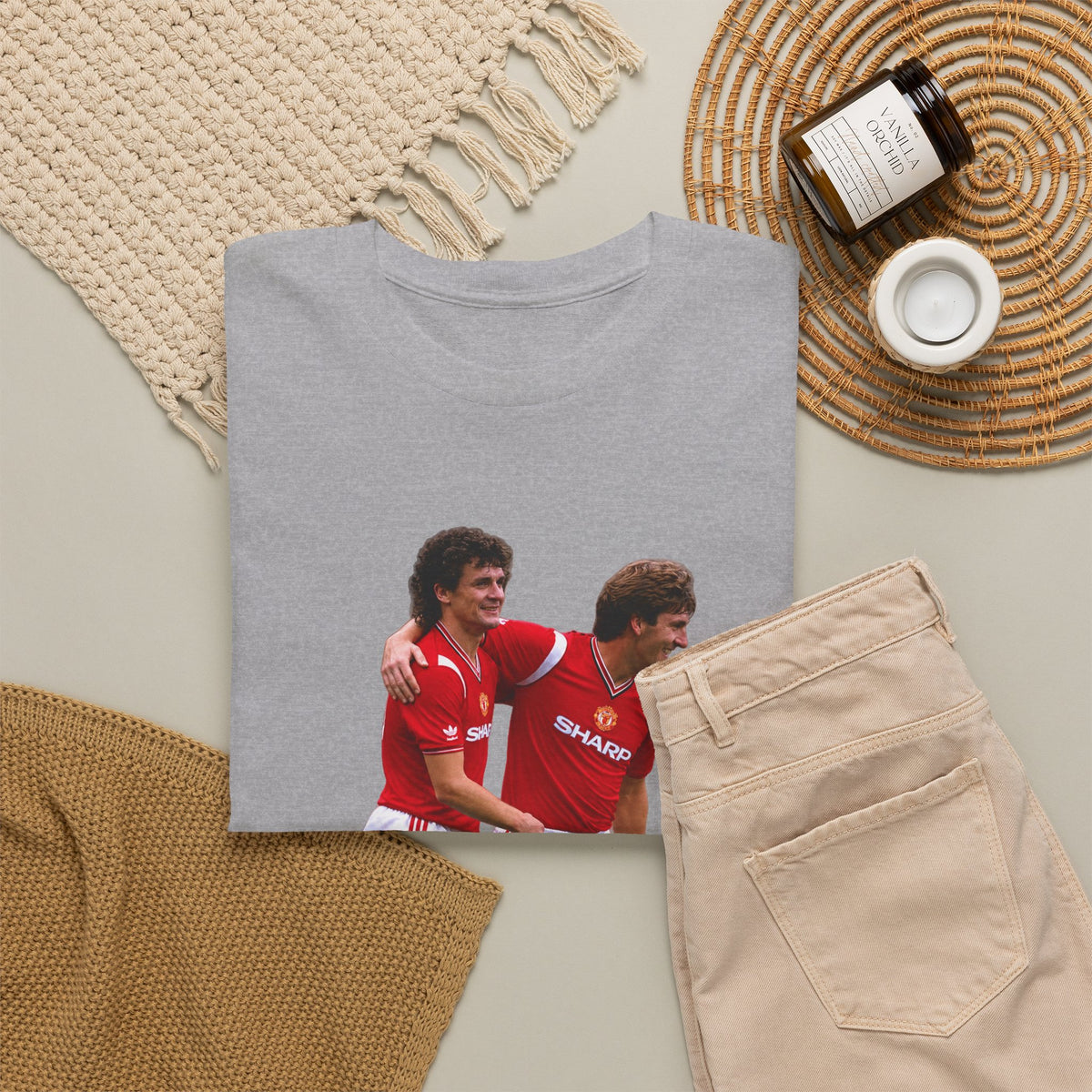 Hughes and Whiteside Manchester United Legend Teammates Graphic Cotton T-Shirt / Tee