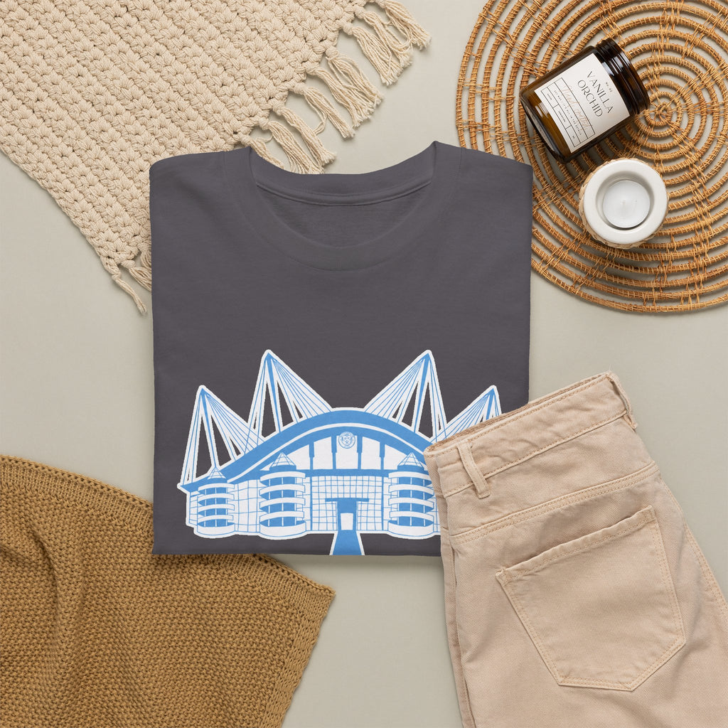 Etihad Stadium Illustration Cotton T-Shirt — Blue Arena Graphic Tee