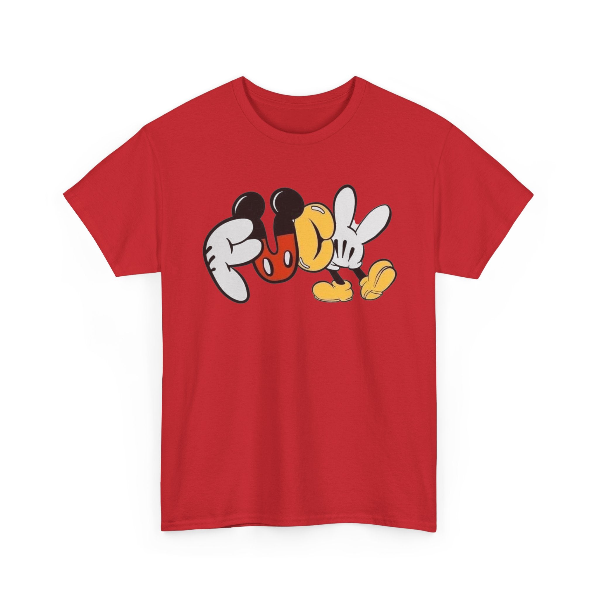 F**K Disney Graphic Tee — Playful Cartoon Hands & Shoes Design