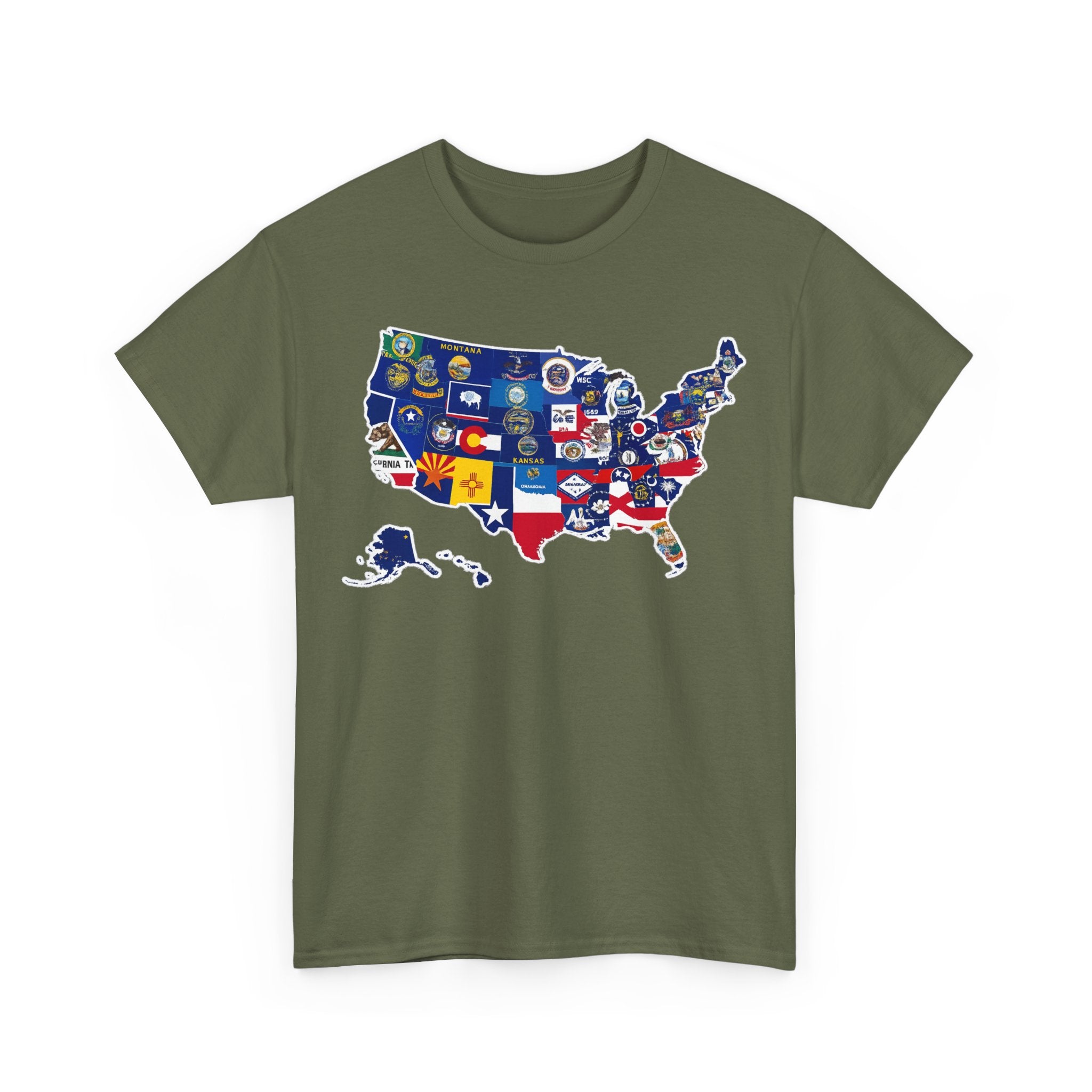USA Map Flag T-Shirt — United States State Flag Map Tee