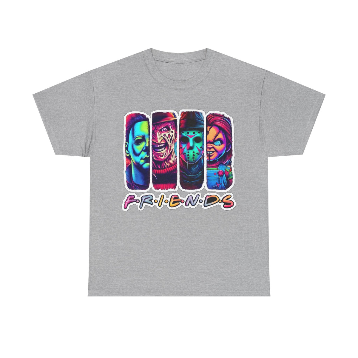 Halloween Horror Icons "Friends" T-Shirt — Neon Retro Slasher Tee