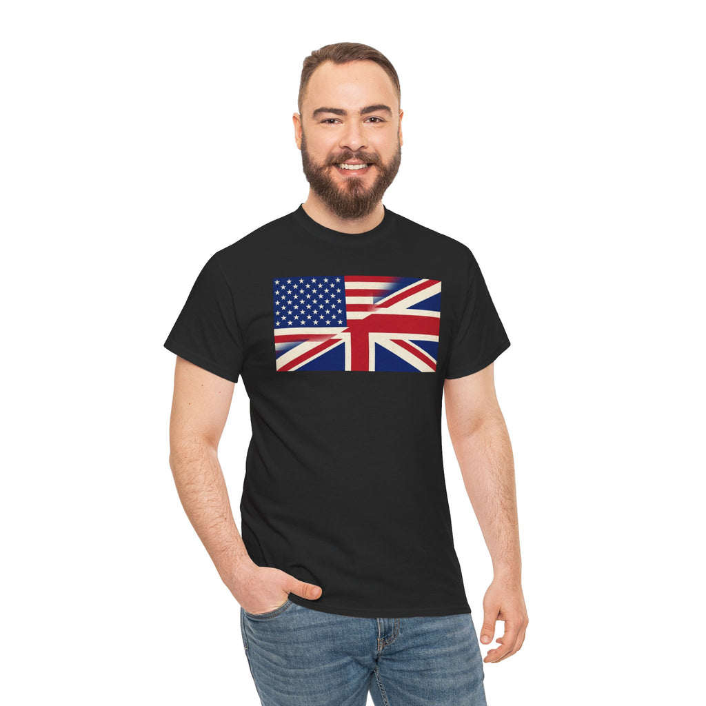 USA-UK Flag Graphic Tee — American British Union Jack Mashup T-Shirt