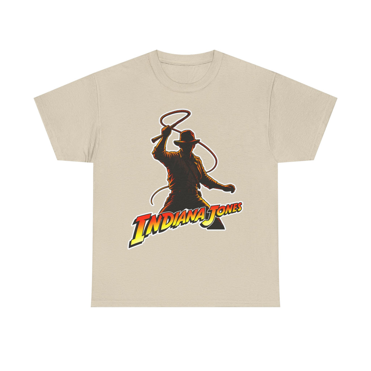 Indiana Jones Inspired Adventure Movie Graphic Tee — Iconic Whip Silhouette with 'Indiana Jones' Logo