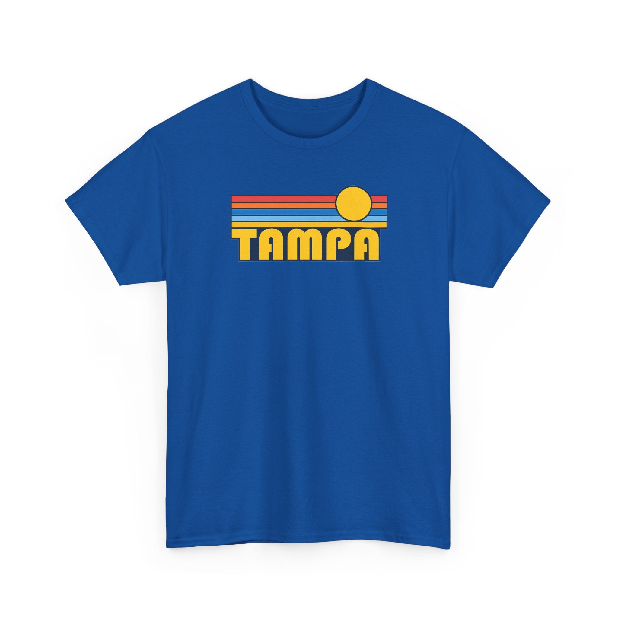 Tampa Retro Sunset T-Shirt — Vintage 70s Striped Beach Tee