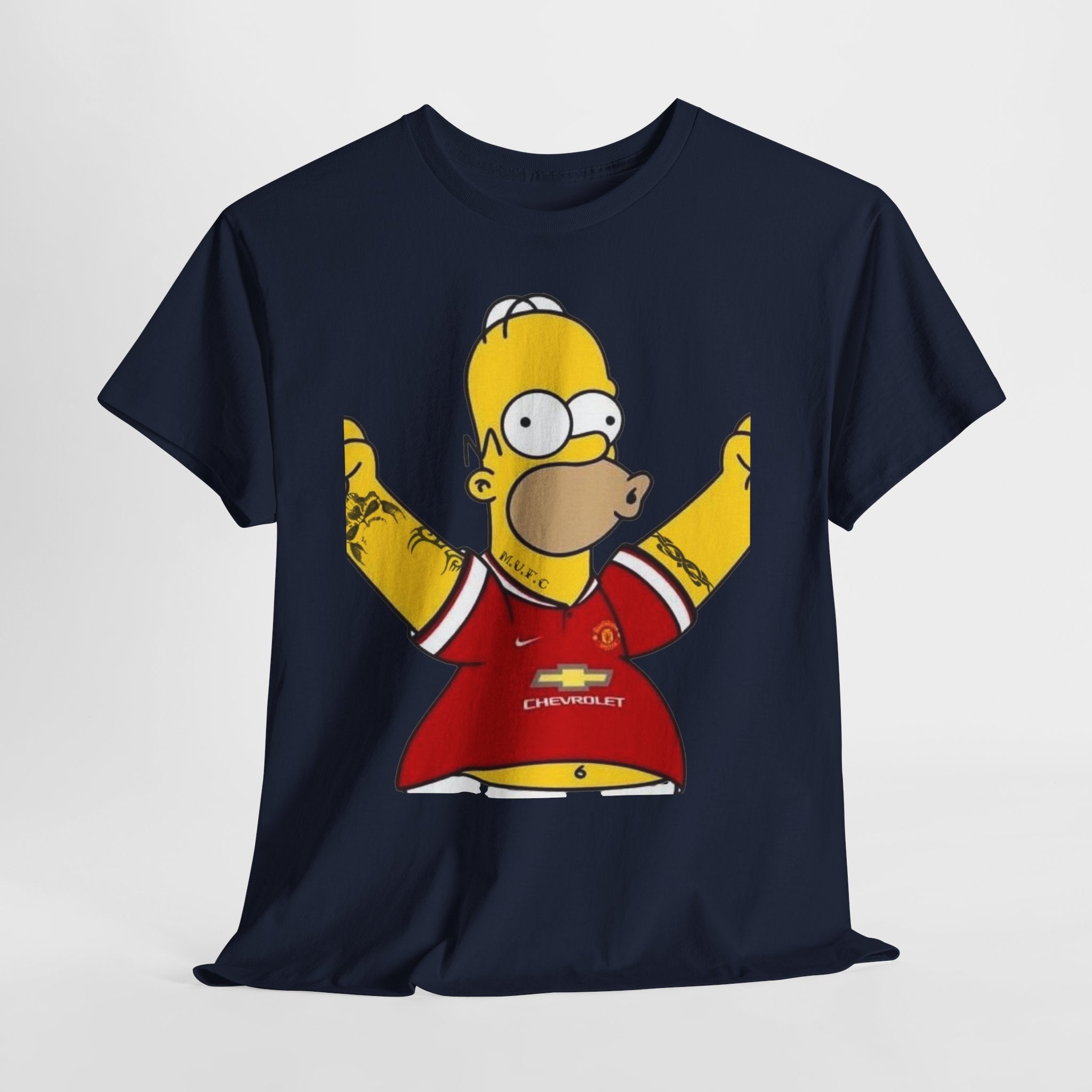 Homer Simpson Manchester Fan T-Shirt — Cartoon Football Supporter Tee