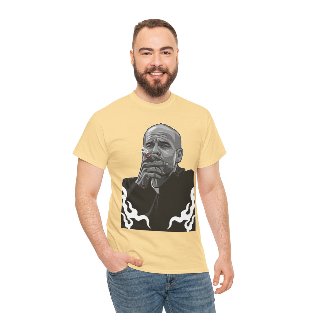Pep Guardiola Smoking Portrait T‑Shirt — Moody Graphic Tee