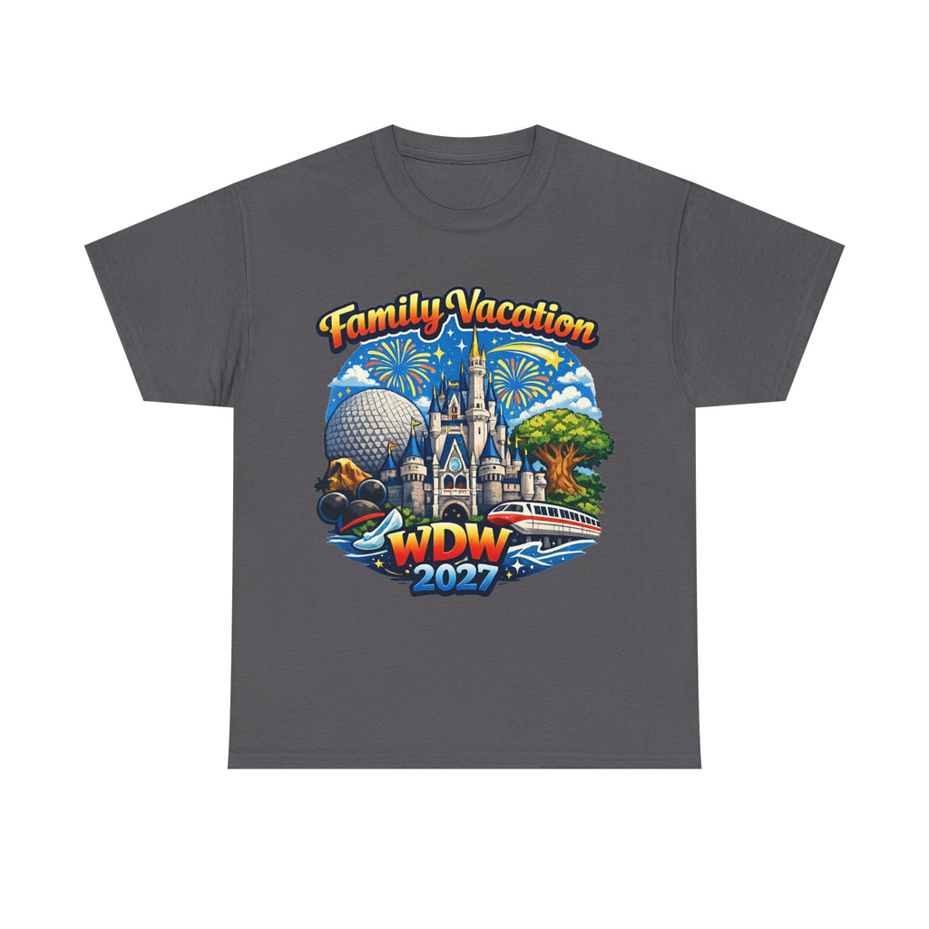 Family Vacation WDW 2027 T-Shirt – Disney Park Castle & Fireworks Vacation Tee