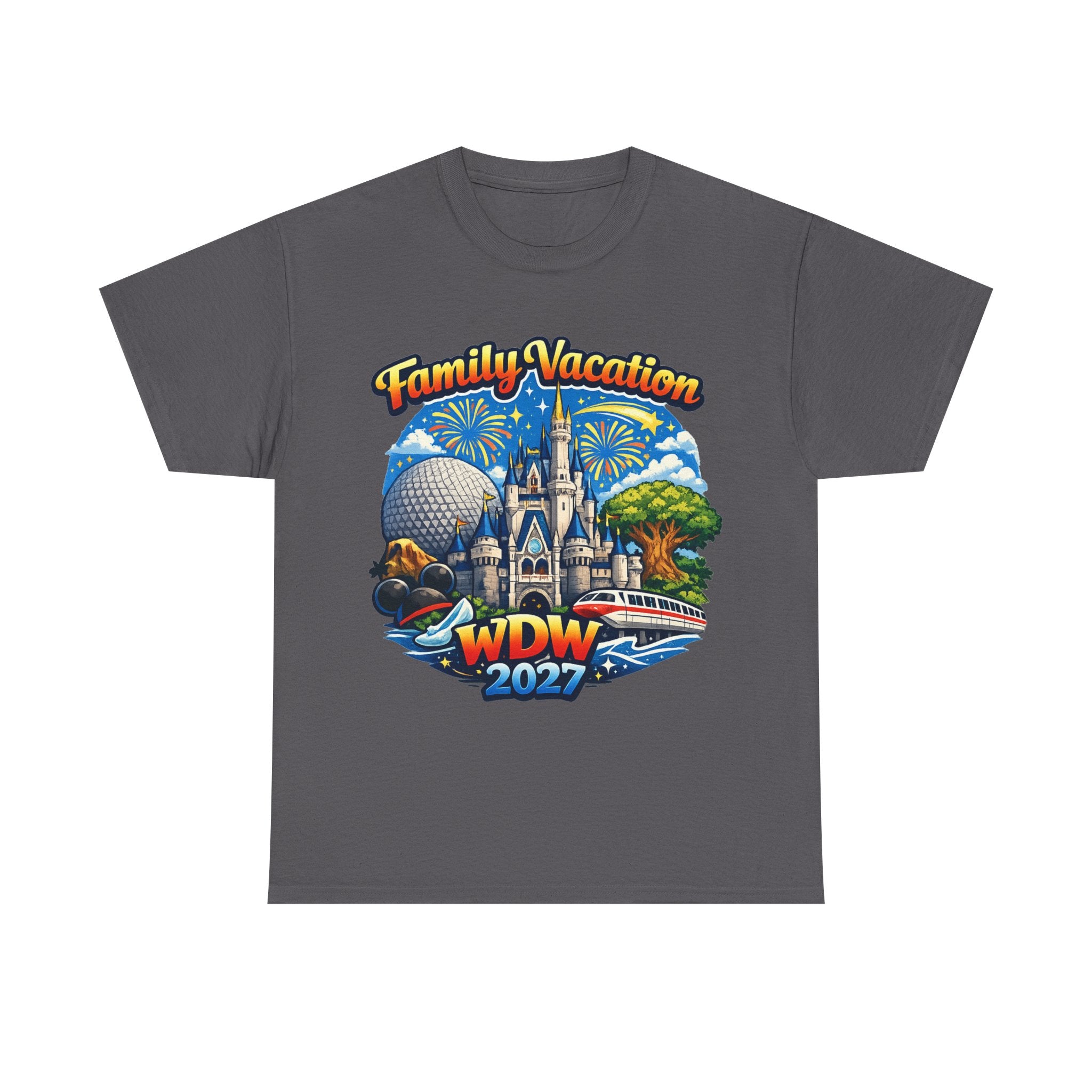 Family Vacation WDW 2027 T-Shirt – Disney Park Castle & Fireworks Vacation Tee