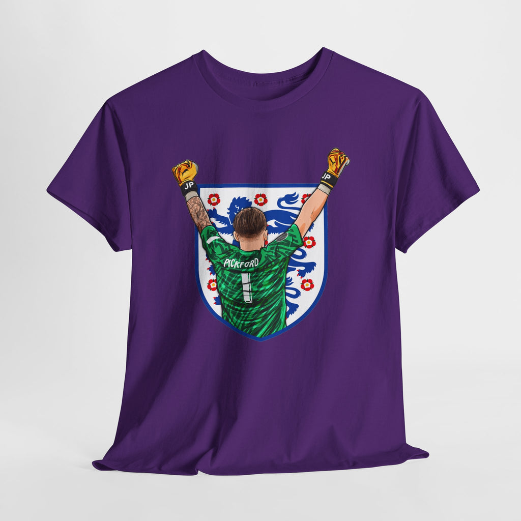 Pickford England Number 1 Goalkeeper Graphic Tee — Victory Pose Jersey Design