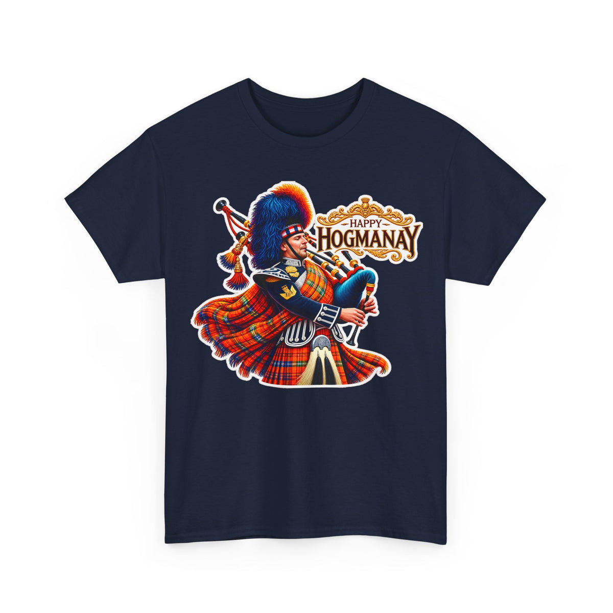 Hogmanay Bagpiper T‑Shirt — Happy Hogmanay Scottish New Year Tee
