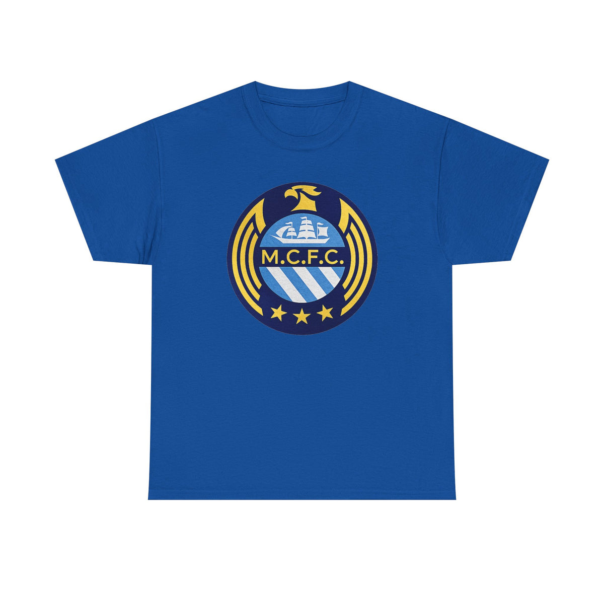 MCFC Crest T-Shirt — Vintage Blue & Gold Soccer Tee