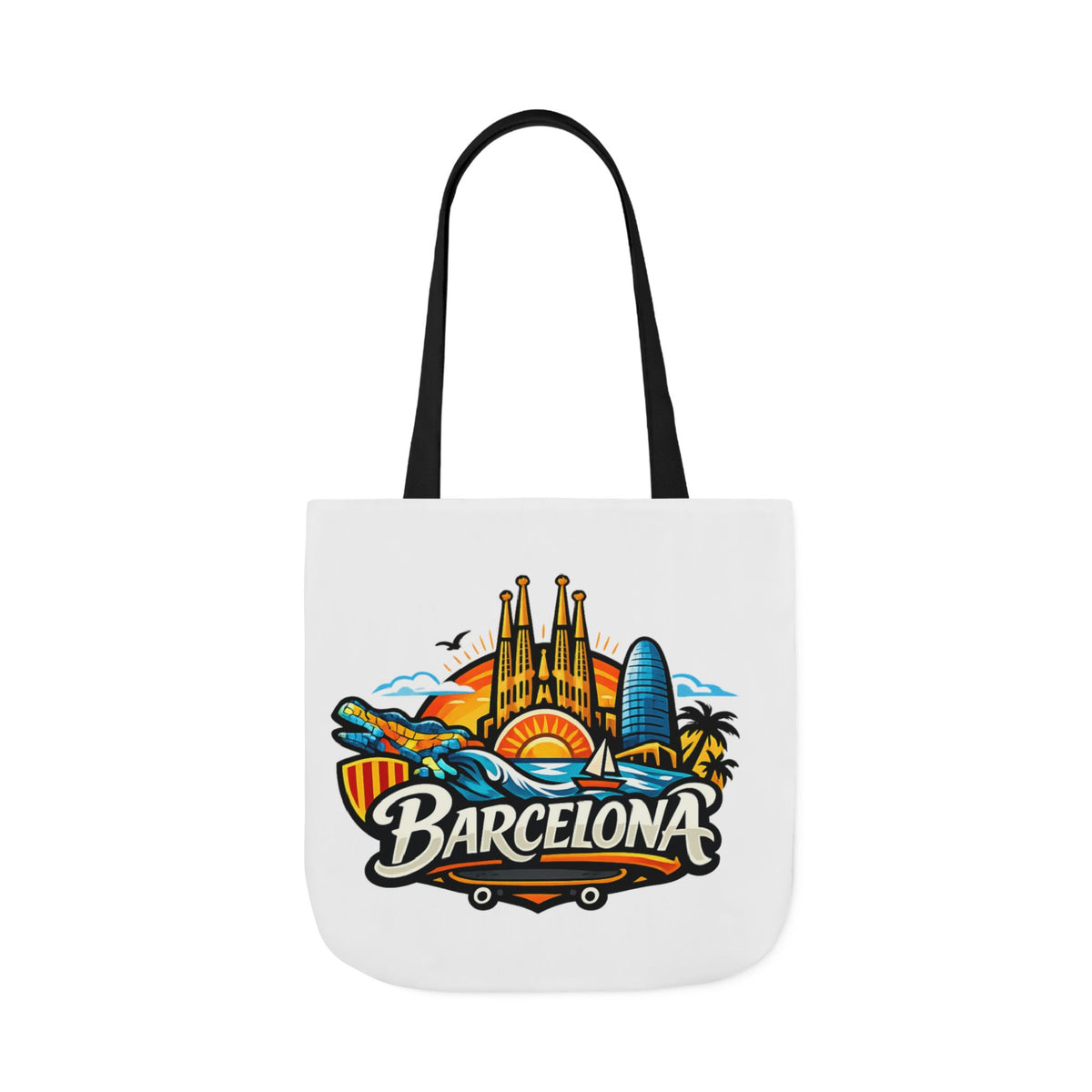 Barcelona Skyline Canvas Tote Bag — Colorful Travel Souvenir Tote