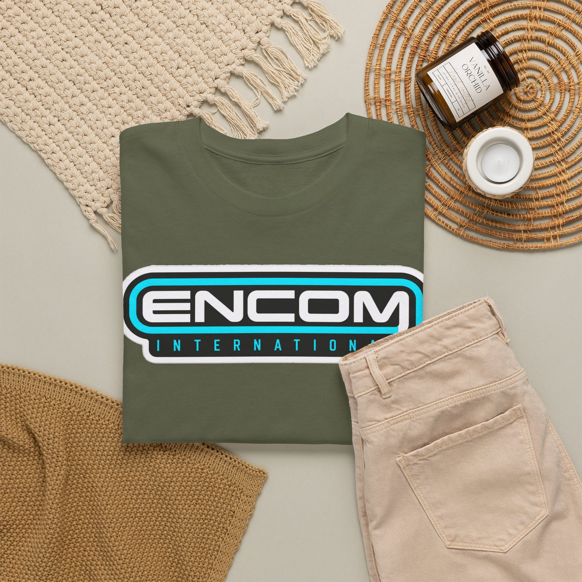 ENCOM International Logo Cotton T-Shirt — Retro Tech Gaming Tee
