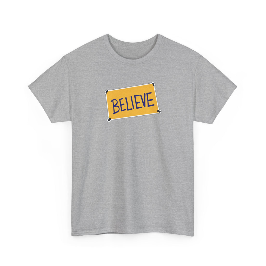 Ted Lasso Inspired Believe Graphic Tee — Inspirational Yellow Patch T-Shirt