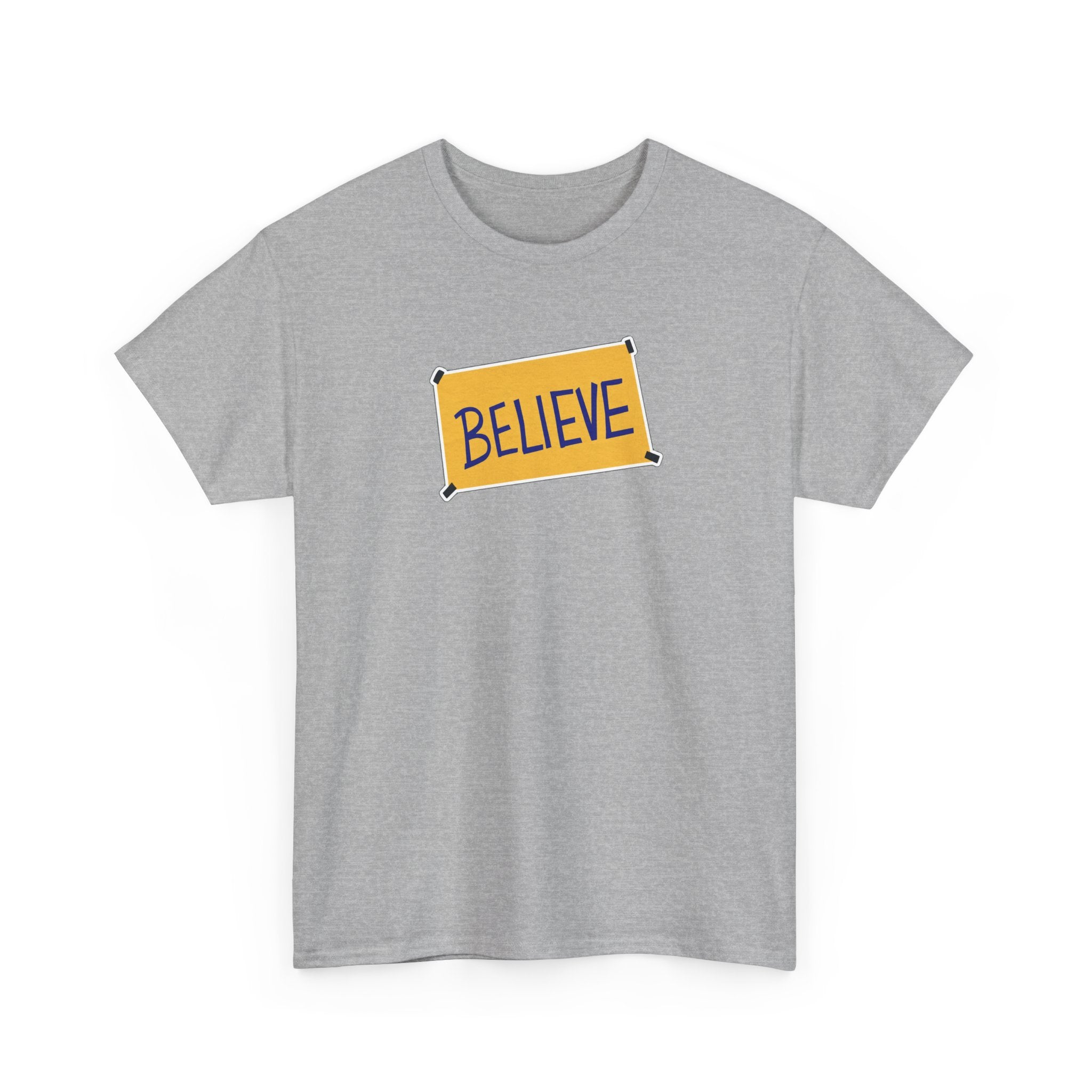 Ted Lasso Inspired Believe Graphic Tee — Inspirational Yellow Patch T-Shirt