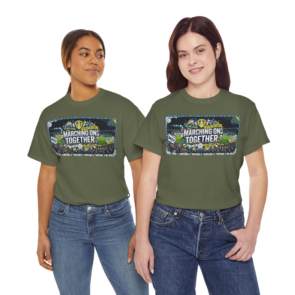 Leeds United T-Shirt — "Marching On Together" Fan Tee (Soccer Supporter Graphic)
