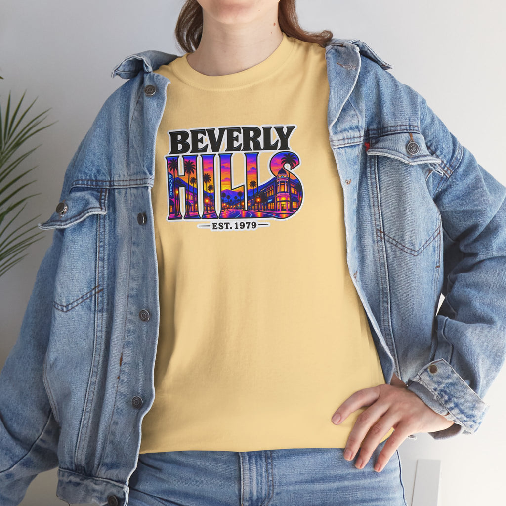 Beverly Hills Retro Sunset Tee — 'Beverly Hills EST. 1979' Graphic T-Shirt