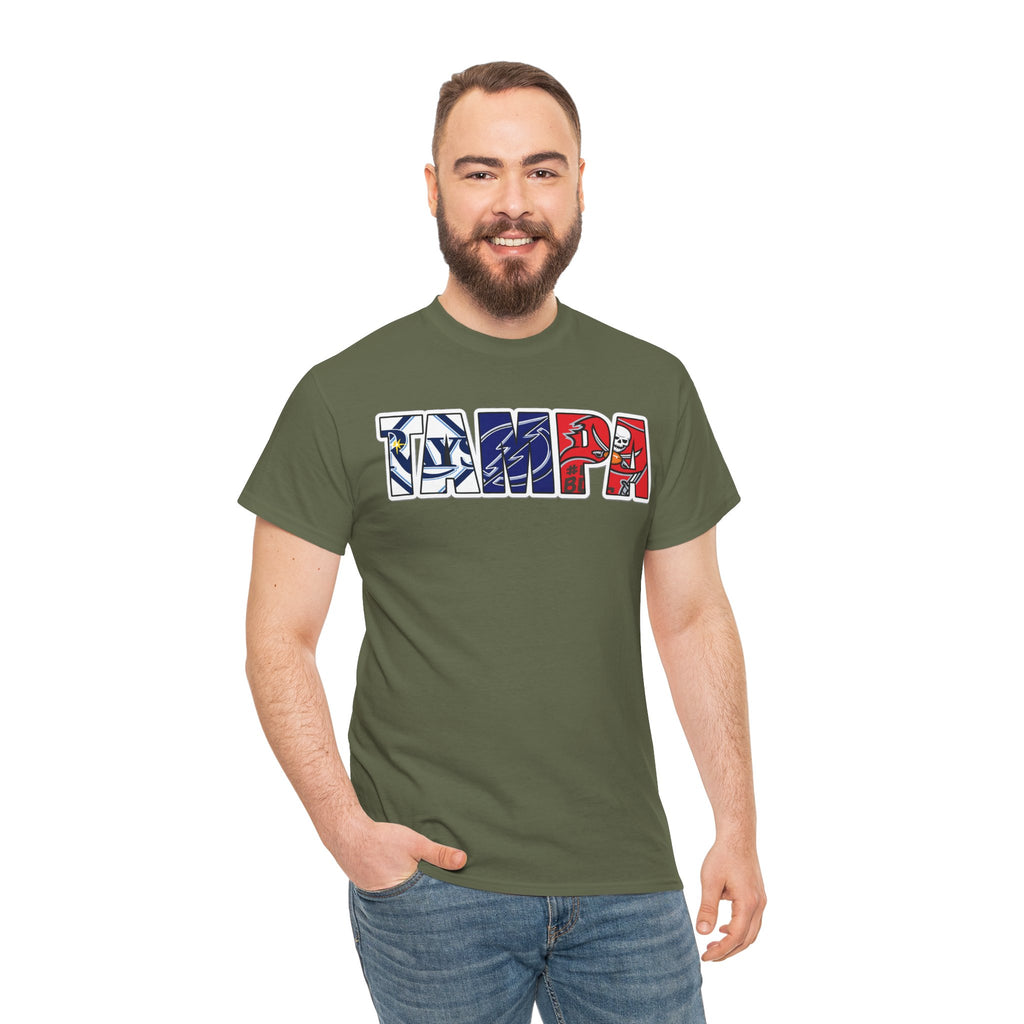 Tampa Block Letter Tee — Florida Flag Graphic T‑Shirt