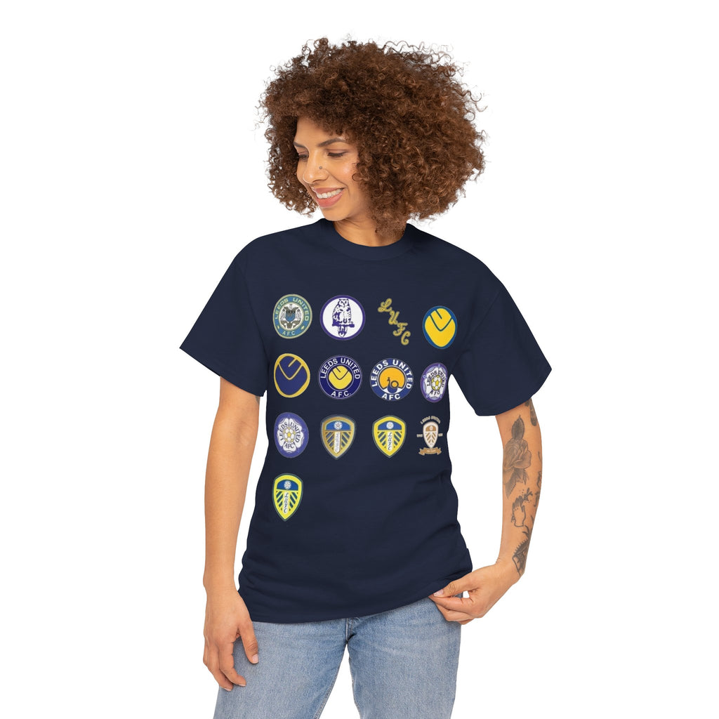 Leeds United Retro Crest Cotton T-Shirt — Vintage Football Club Emblem Tee