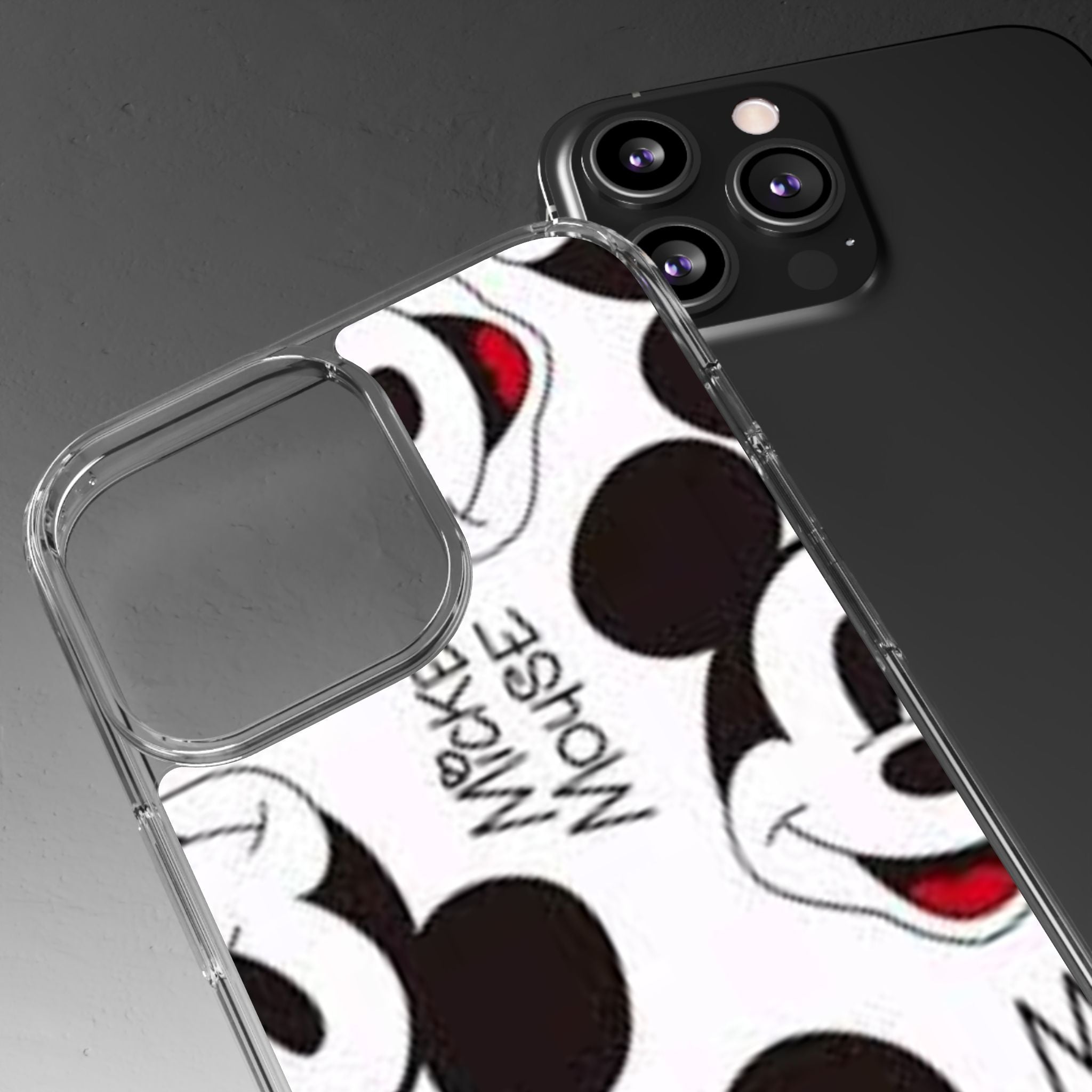 Mickey Mouse Clear Phone Case – Retro Cartoon Pattern Clear Case