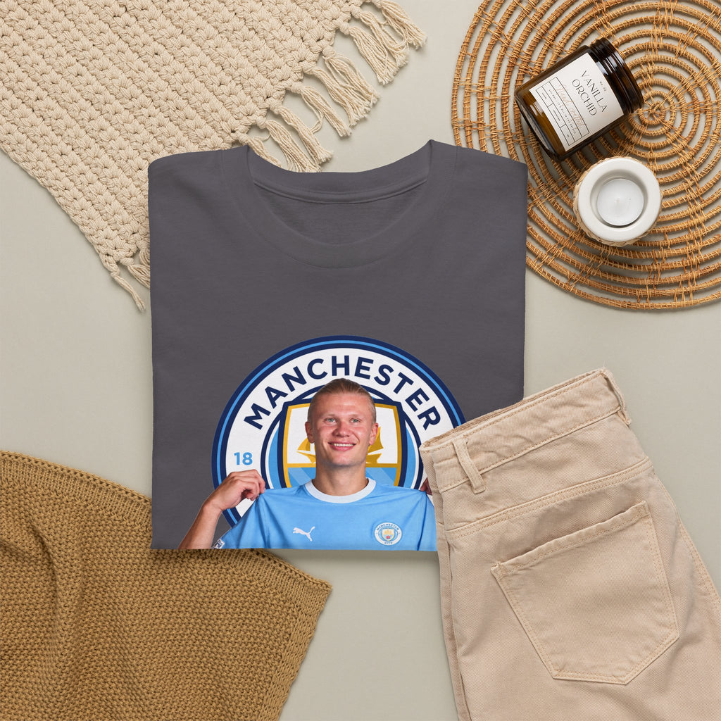 Manchester City Erling Haaland Inspired Cotton T-Shirt Tee — Player Celebratory Graphic T-Shirt