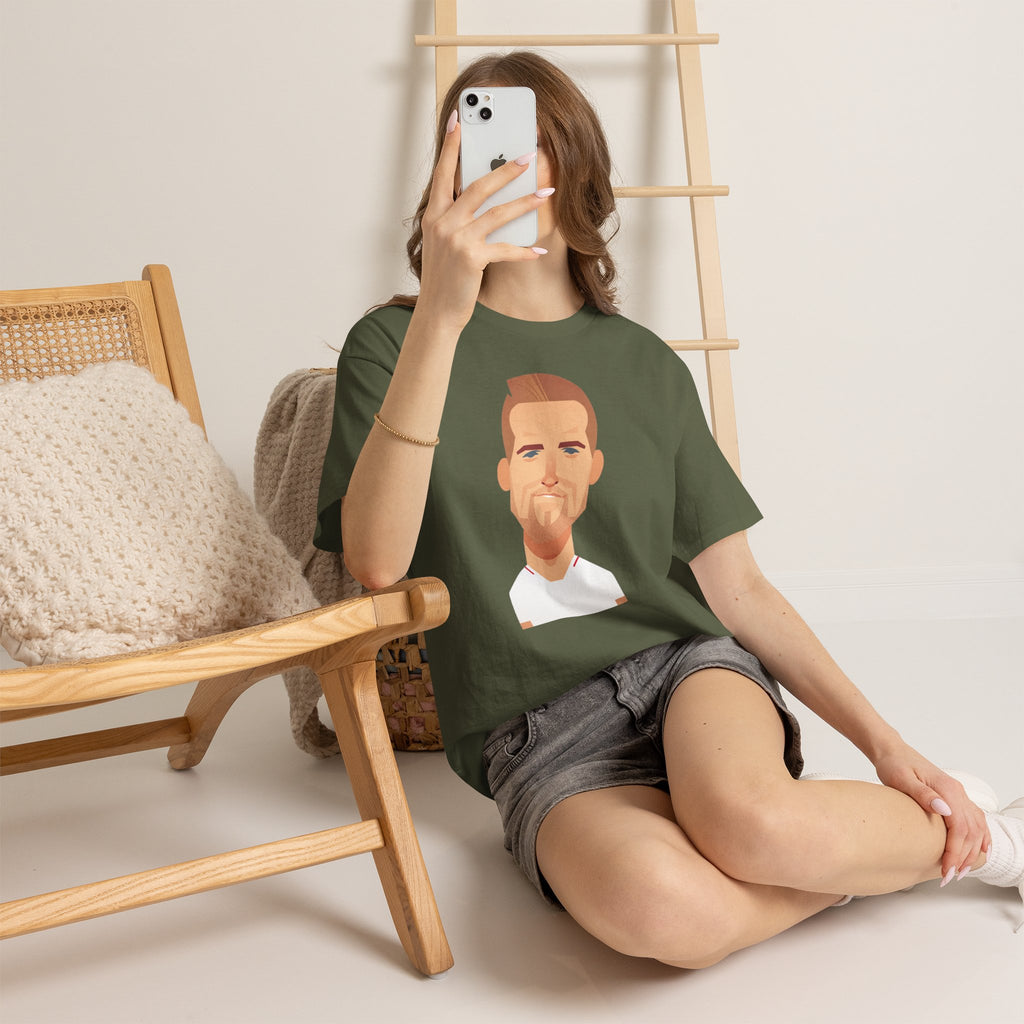 Harry Kane England Caricature Portrait Tee — Minimal Male Face Graphic Cotton T-Shirt