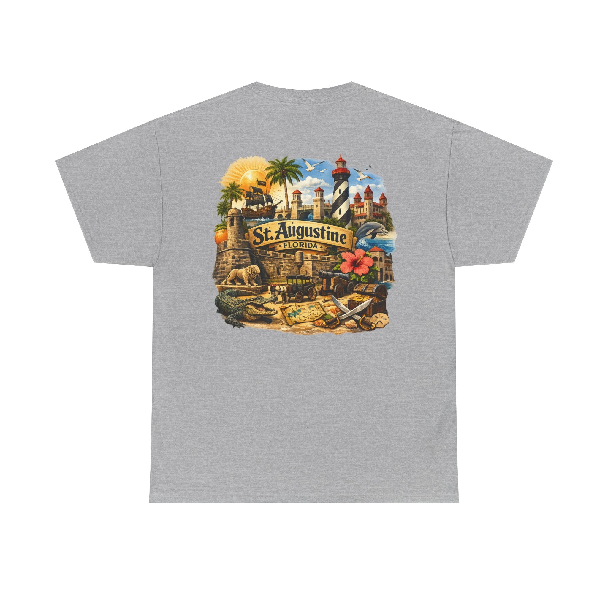 St. Augustine Florida Vintage Travel Tee — Retro Beach & Lighthouse Souvenir T-Shirt