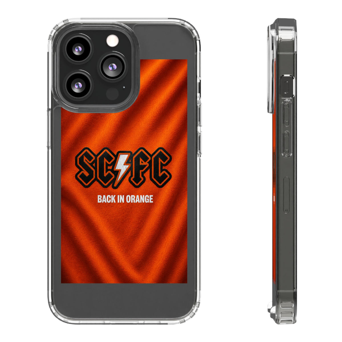 Salford CIty Inspired Phone Case — 'SCFC Back in Orange' Clear Protective Cover