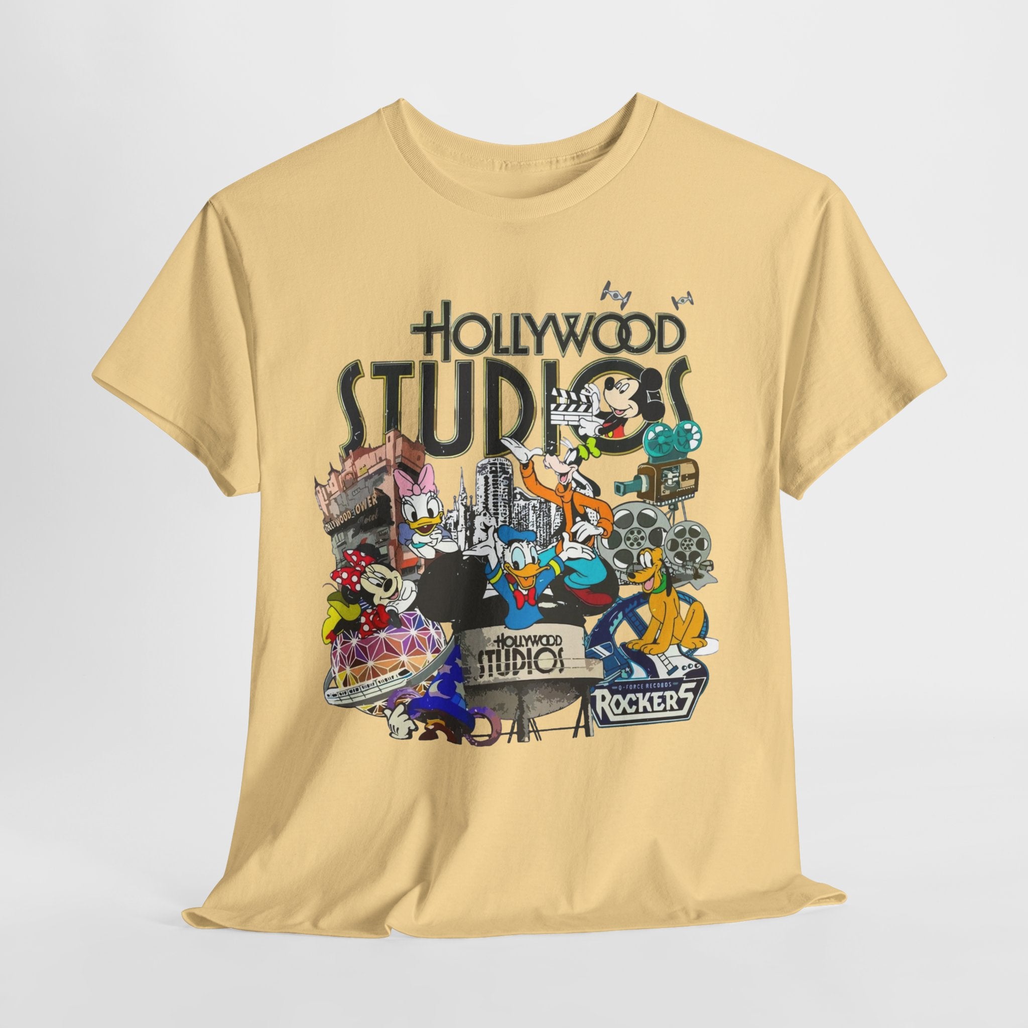 Hollywood Studios Collage T-Shirt — Vintage Theme Park Character Tee