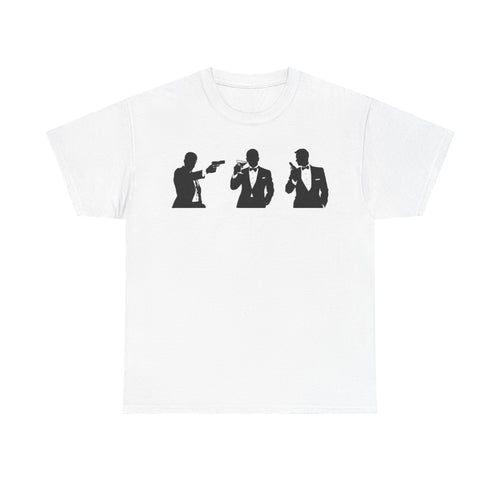 Bond in Suits Silhouette Tee — Classic James Bond Tuxedo Graphic Shirt