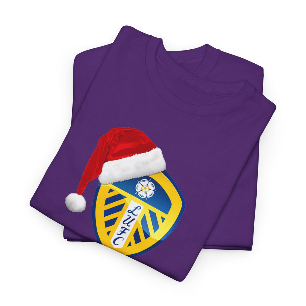 Leeds United Santa Hat Christmas Soccer Crest T‑Shirt – Festive Football Fan Tee