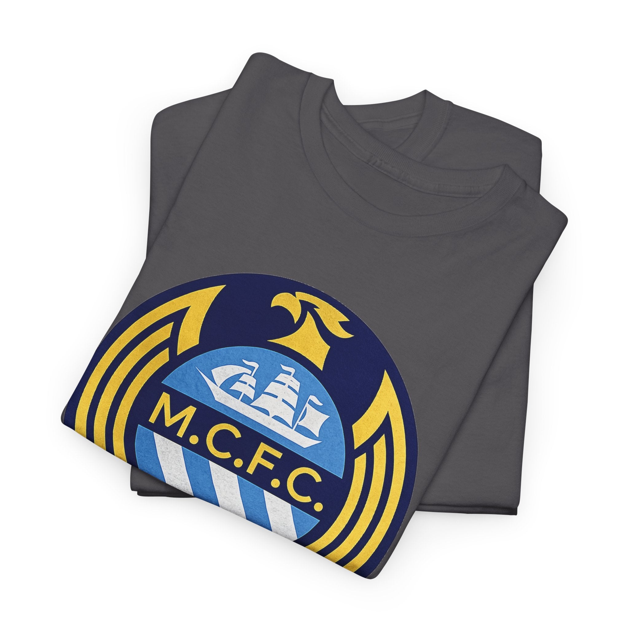 MCFC Crest T-Shirt — Vintage Blue & Gold Soccer Tee