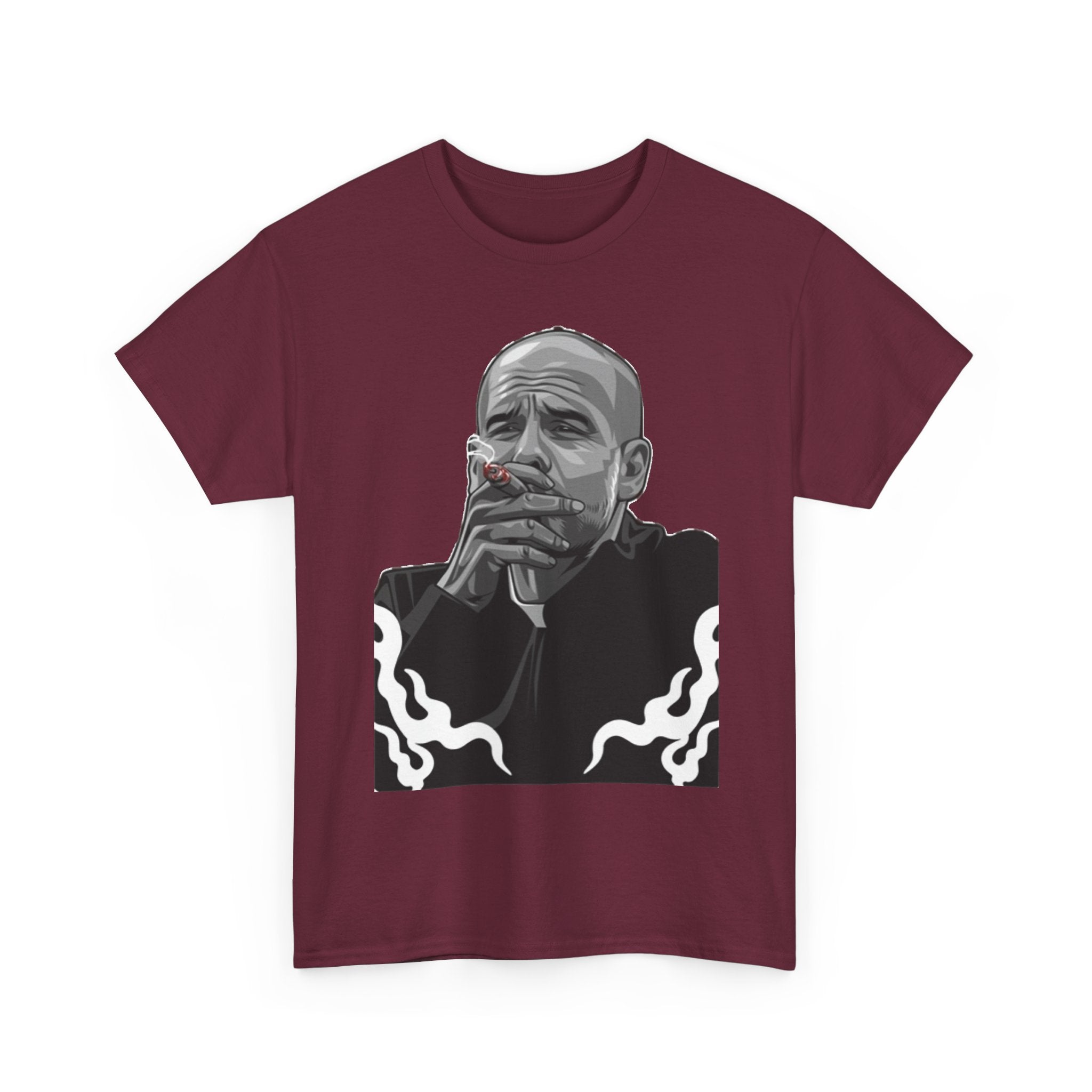 Pep Guardiola Smoking Portrait T‑Shirt — Moody Graphic Tee