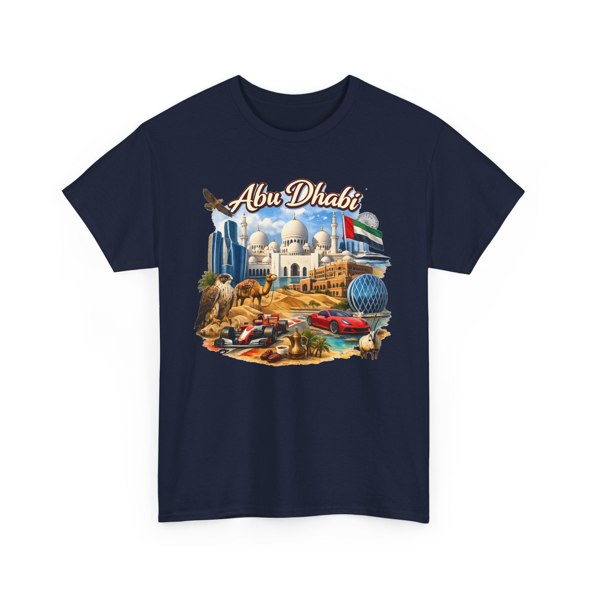 Abu Dhabi Landmark Collage T-Shirt — UAE Travel Souvenir Tee