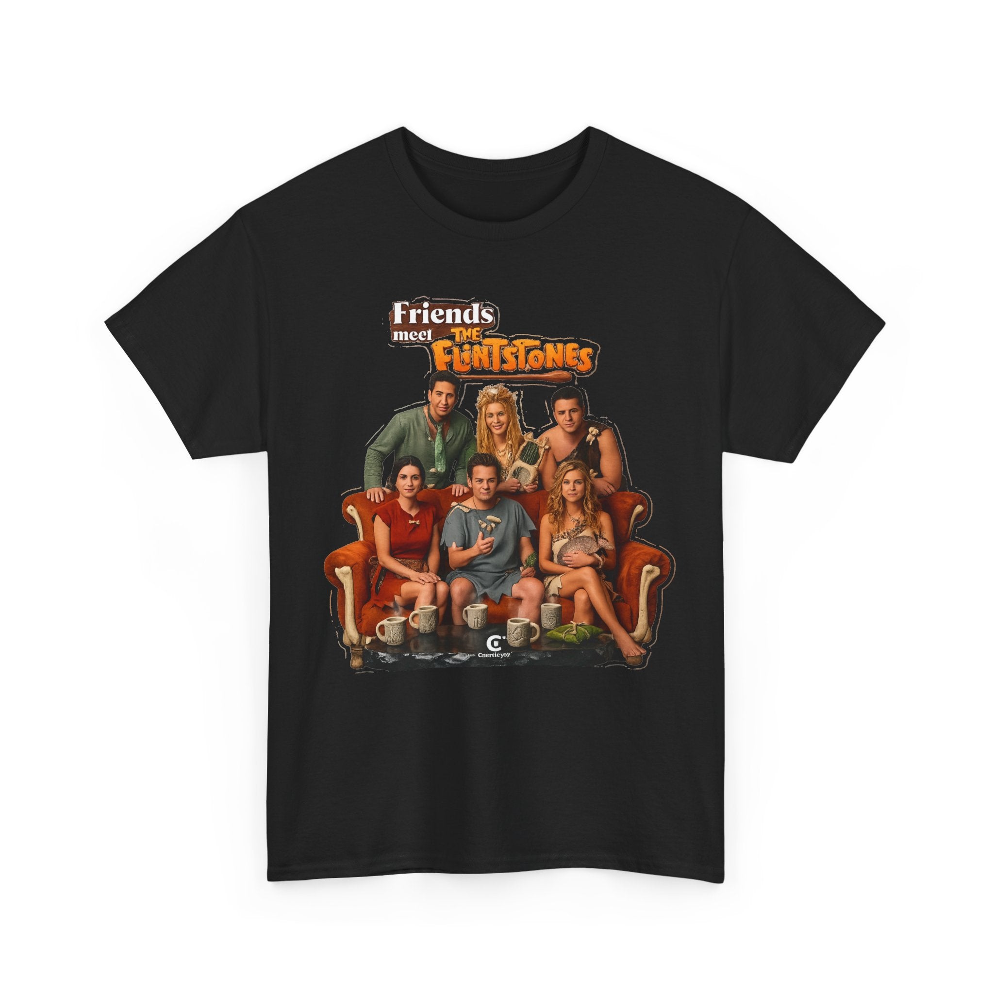 Friends meets the Flintstones TV Sitcom Cast Graphic Tee — 'Friends' Retro Couch Design