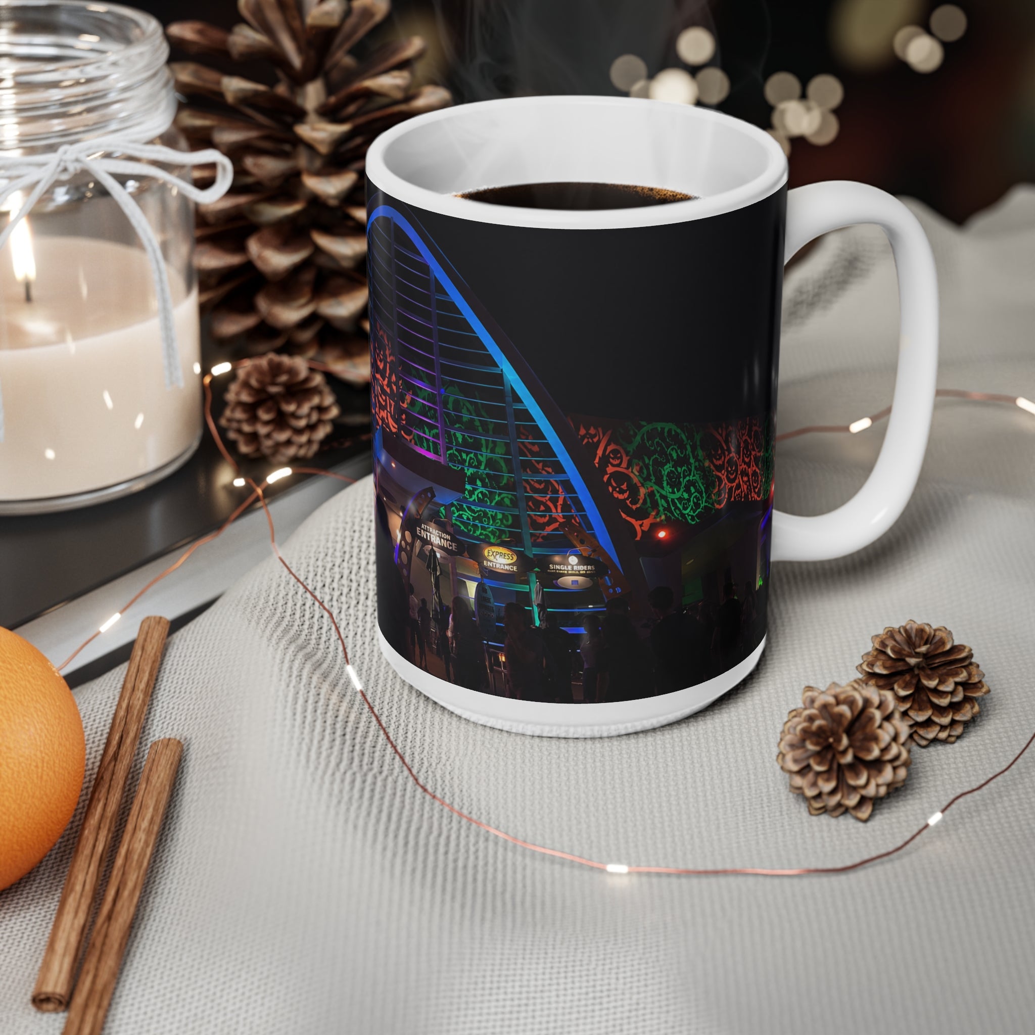 Universal HHN Festival Light Arch Ceramic Mug - Colorful Night Market Coffee Cup (11oz, 15oz)