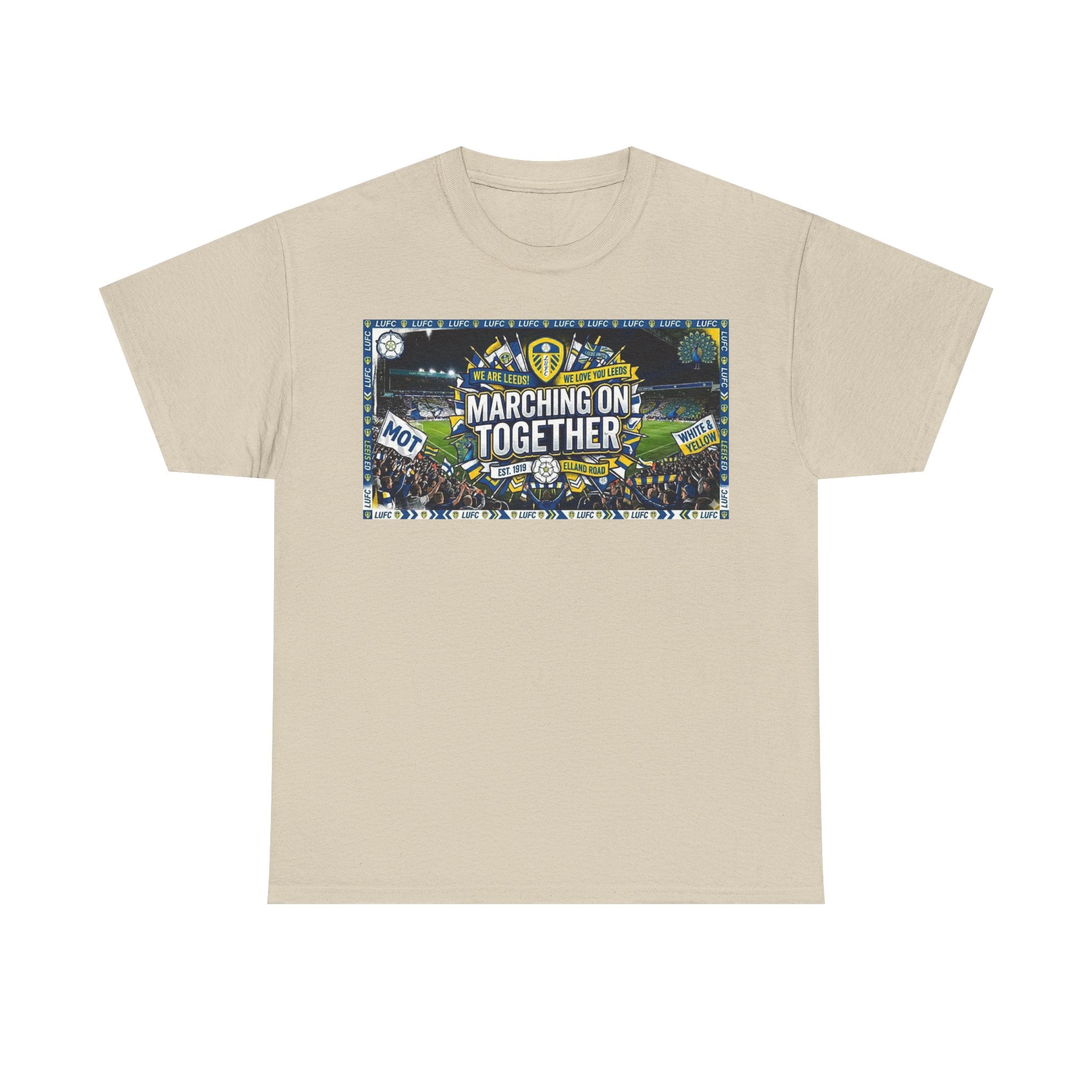 Leeds United T-Shirt — "Marching On Together" Fan Tee (Soccer Supporter Graphic)
