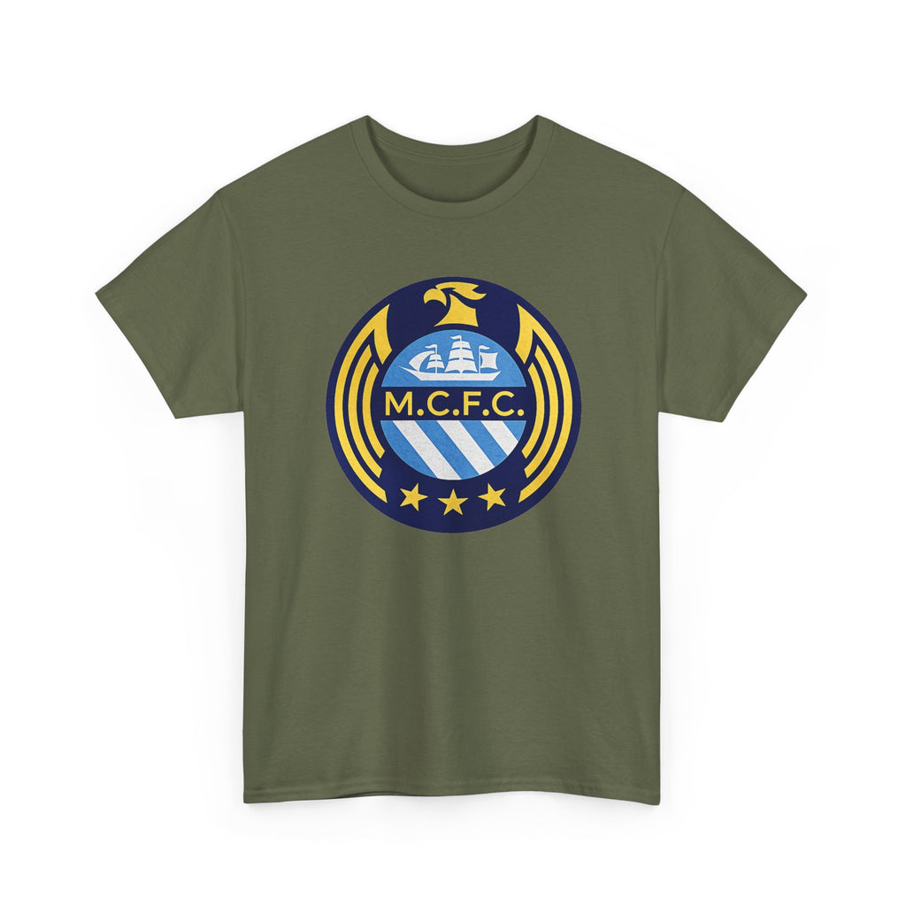 MCFC Crest T-Shirt — Vintage Blue & Gold Soccer Tee