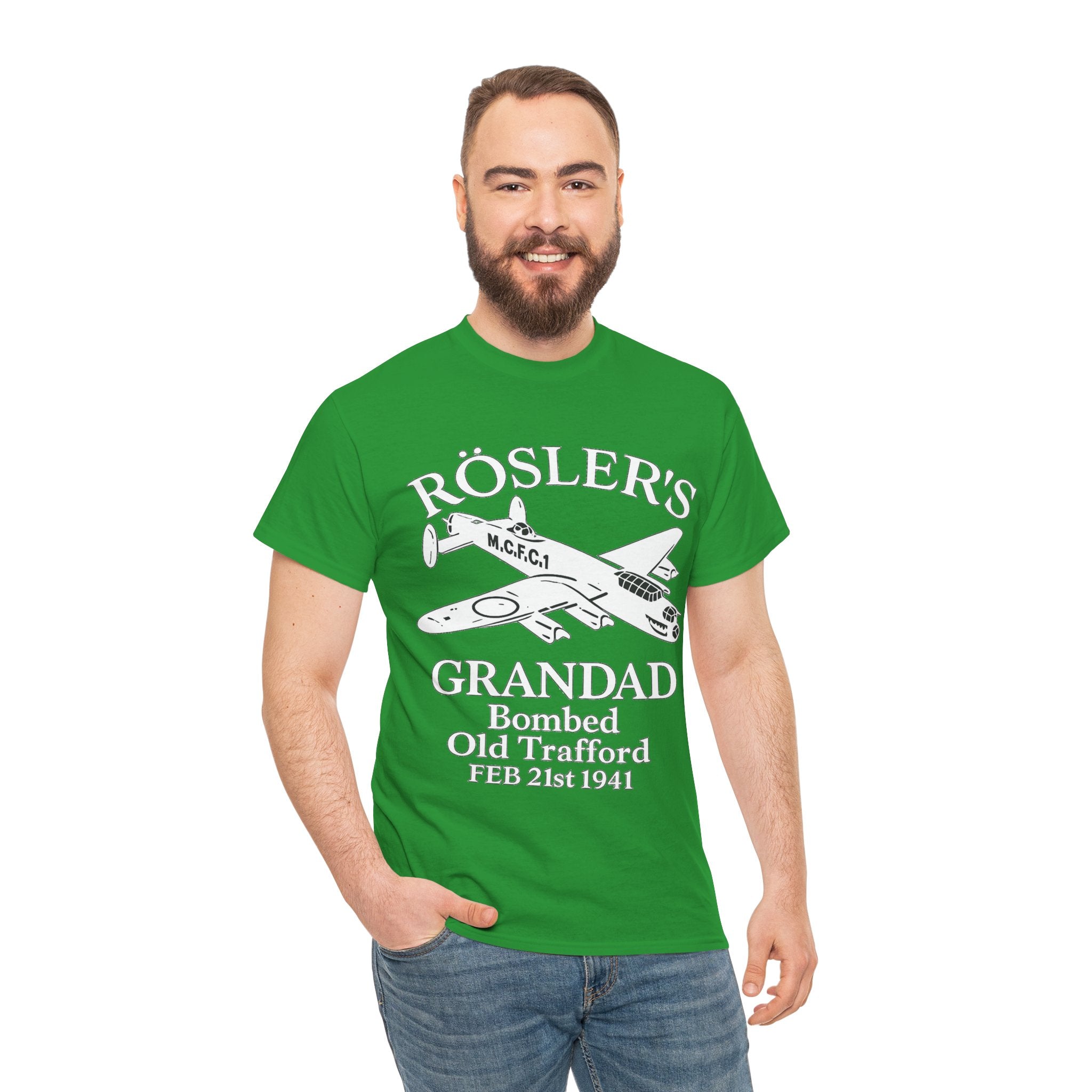 Rösler's Grandad Bombed Old Trafford Tee — WWII Tribute Military Plane Shirt (Feb 21, 1941)